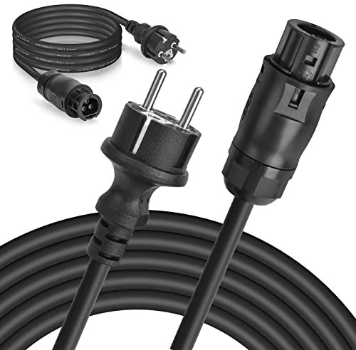 Elecoutek Solar Anschlusskabel 5M, Wechselrichter Kabel 3 x 1,5 mm² BC01 Buchse auf Schuko Stecker (IP44) Kabel, AC Verlängerungskabel für Mikrowechselrichter Balkonkraftwerk