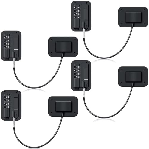 Seguridad Puertas Niños 4pcsCandado Nevera con Combinación de 4 Dígitos | Bloqueo Sin Taladro para Cajones,Ventanas,Congelador,Armarios y Frigoríficos,Protección Infantil Fácil de Instalar(Negro)