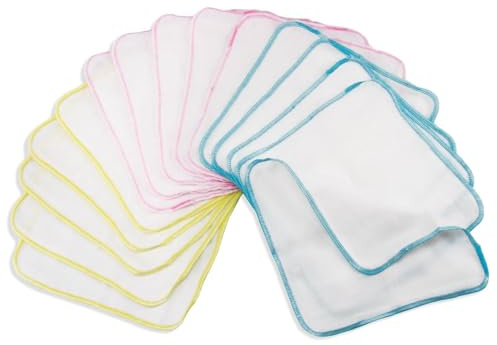 Tweozhui 15 pieza toalla bebe recien nacido Manoplas de franela de algodón orgánico de una sola capa, Gris, Reutilizables, Ultra Suaves, 21x21 cm, para Piel Sensible, Lavables y Aptas para Secadora