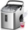 EUHOMY Small Ice Maker Machine - Ready in 6 Minutes, Produces 9 Cubes, 12 Kg/Day, Self-Cleaning, Portable Ice Maker with Handle, Basket, and Scoop, 2 Ice Cube Sizes for Home, Kitchen, Silver