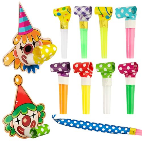 BOFUNX 30 Stücke Fasching Tröten Clown Luftrüssel Tröten Bunte Tröten Kinder Geschenke Mitgebsel für Geburtstag Karneval Party