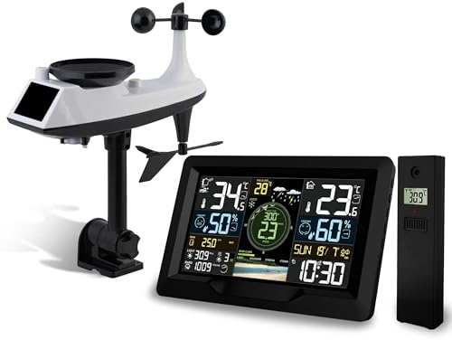 Berdsen Wetterstation Thermometer Innen Außen Kabellos Mit Mobiler App Windsensor Schwarz Weiß