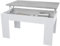 amuéblate online - Mesa de Centro Elevable, Mesita de Salón o Comedor, Acabado en Blanco con Tapa Gris Cemento, Medidas, 90 cm (Ancho) x 50 cm (Fondo) x 46, 57 cm (Alto)
