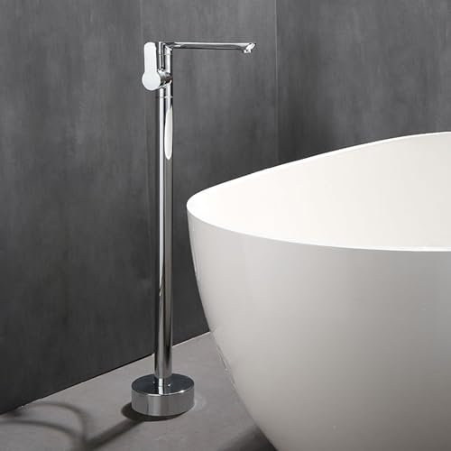 Grifo Mezclador para Bañera Moderno Grifo de Bañera Independiente Monomando de Agua Caliente Y Fría Grifo de Bañera de Pie Dorado