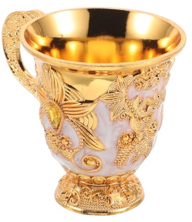 Mipcase Taza De Agua Cáliz De Barra Copa De Fiesta Medieval Taza Con Estampado De Flores En Copa De Fiesta Vintage Bar Cáliz Elegante Copas Antiguas Blanco Aleación De Zinc