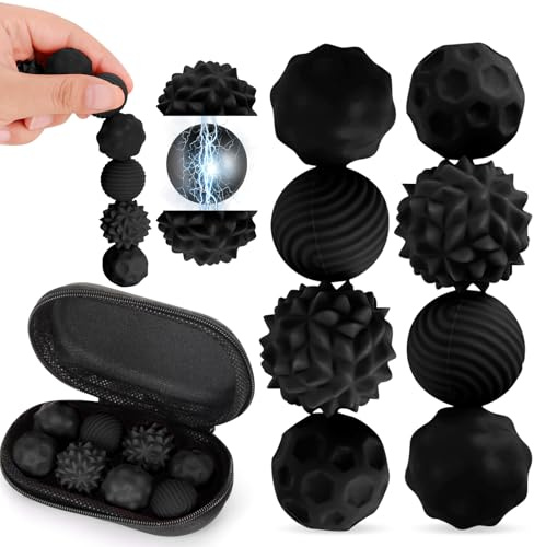 8 Piezas de Juguetes Magnéticos Anti-Estrés, Bolas Sensoriales Magnéticas VICTERR, Juguete de Silicona para Aliviar el Estrés, Juego de Bolas Magnéticas para Adultos y Niños Negro