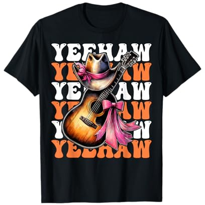 Yeehaw Guitare Western Southern Country Music Cowgirl T-Shirt
