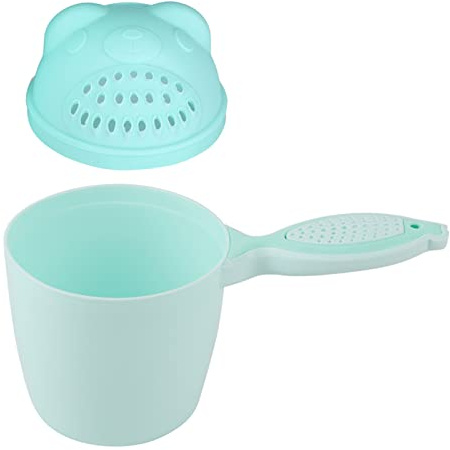 AMONIDA Taza de champú para bebé, Enjuague de Baño con de Bonito para Niños, Material PP Seguro, Fácil de Limpiar, Taza para Lavar el Cabello para Bebés (GREEN)
