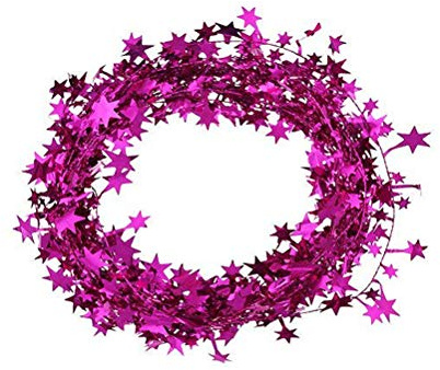 Star Garland Tinsel Wire Garland Christmas Tree Ornament for Christmas, Valentine,New Year, Birthday, Exhibition,Wedding, Baby Shower,Holiday Party DIY Craft Home Decoration, 25 FT * 2PC (Rose)