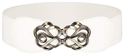 Syuer Women Stretchy Vintage Belt for Dresses Elastic Wide Waist Belt (XXL-XXXL (35”-43”), Off-White)