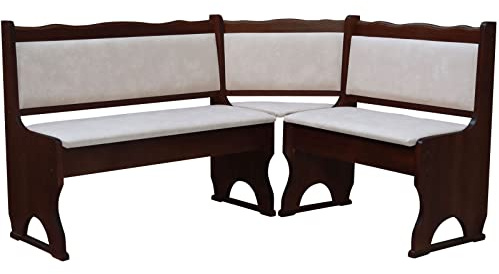 k koma Banc d'angle en bois de pin avec rembourrage en bois massif écologique beige (120 x 160 cm)