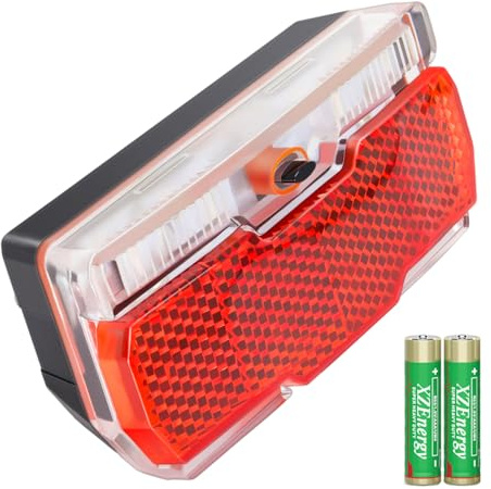 Bike Rack Tail Light with 2 Modes Steady and Flashing, Bicycle Rear Rack Light Easy to Install on Cargo Rack, Fit 50mm Bolt Holes Mount, Taillight for Bicycle