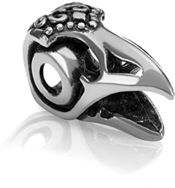 NKlaus 925 Sterling Silber Bartschmuck Ø 7 Bartperle Rabenkopf Wikingerschmuck 4358