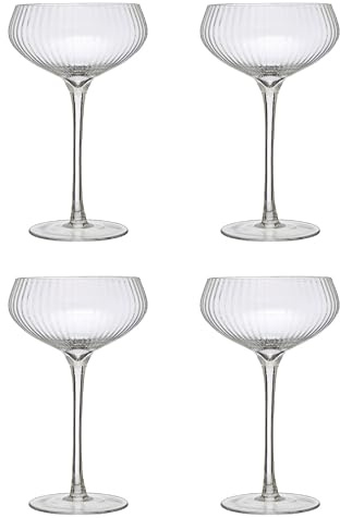 Stemmed Champagne Coupe Glass, Set of 4, Clear
