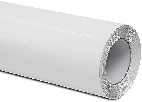 Folindo® Autofolie 3D Carbon Folie Auto Weiss (15€/m²) | 100 x 152 cm | Carbonfolie für Innenraum & außen | Selbstklebende Matt Glanz Luftkanal Folie zur Auto Folierung | Blasenfrei