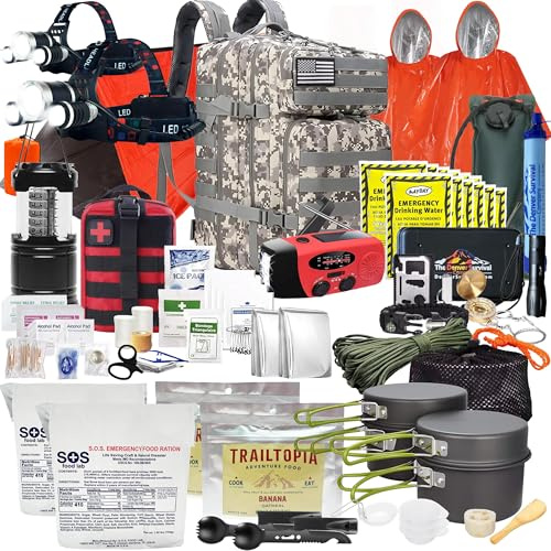 Denver: Premium 72 Hour Survival Backpack with Supplies - 2024 Model Bug Out Bag Backpack - Upgraded Go Bag Emergency Backpack w/Complete Tactical Survival Kit - Bug Out Bag Survival Kit for 2 (Camo)