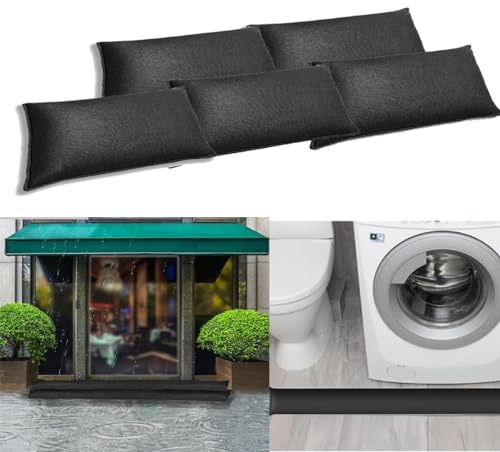 Antrella 5PCS Barriera contro gli Allagamenti, si Attiva con l’acqua, Assorbimento dell'acqua Sacchi di Sabbia attivi per Ingresso Porta e Giardino 20x90CM