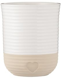 Mason Cash Rustic Charm Utensil Holder Stoneware with Debossed Heart Motif Durable Large Capacity for Kitchen Tools & Gadgets Stylish Countertop Organizer