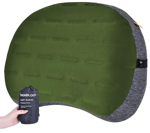 TREKOLOGY Inflatable Camping Pillow - Ultralight Backpacking, Hiking, Outdoor, Travel, Picnic, and Sleeping Pillow - Compact, Portable, Comfortable Camp Pillow for All Adventures ALUFT Plus SE