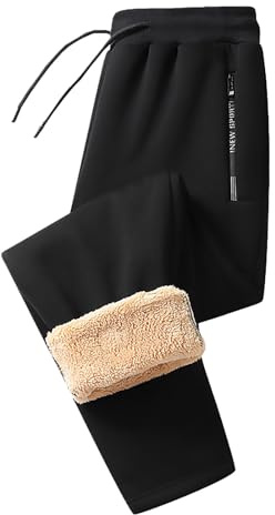 Varma fodrade joggingbyxor: Fleece fritidsbyxor dam, termiska fleecebyxor dam sweatpants med ficka dragsko vinter tjocka sportbyxor hög midja joggingbyxor träningsbyxor fritidsbyxor