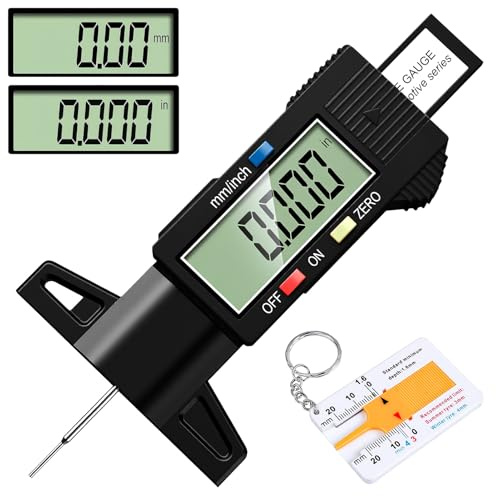 2 Piezas Medidor de Profundidad de Dibujo para Neumáticos, con Gran Pantalla LCD, 0-25mm Medidor de Auto con Pantalla LCD, Medidor de Plástico para Neumáticos para Turismos, Furgonetas, Camiones