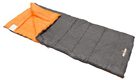 Milestone Camping, Grey, 26730 Single Envelope Sleeping Bag | 3 Season | Double Insulation | Full Length Dual Zip | Grey & Orange | Packs Down Tight | 210cm x 85cm