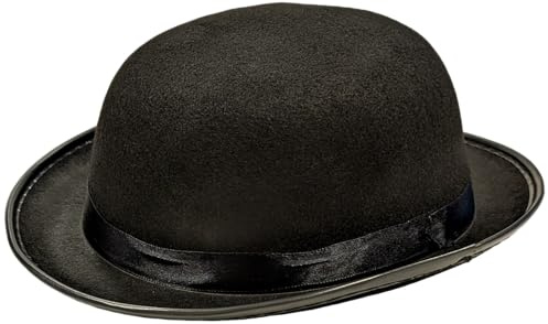 Quickdraw Black Bowler Hat Fancy Dress Adults Accessory Mens Womens Velour Hat