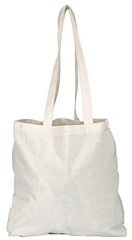 eBuyGB Paquete de 1/3/5/10/25/50/100 bolsas de compras de algodón natural liso respetuoso con el medio ambiente