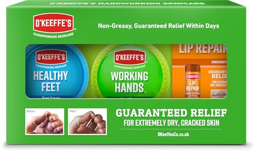 O’Keeffe’s Skincare Gift Pack - Working Hands 96g, Healthy Feet 91g and Lip Repair 4.2g