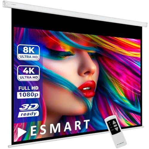 ESMART MIMOTO Professionelle Projektionsleinwand Motor 280 x 210 cm (138 Zoll) 4:3 | Programmierbare Fernbedienung | Display Motor für Projektion von Elektromotor für Heimkino