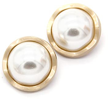 5PCS Pearl Gold Metal Women Coat Buttons for Clothing Sweater Decoration Sewing Crafts Accessories (#6, 18mm)