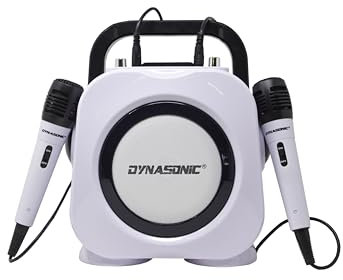 DYNASONIQUE. Haut-Parleur Bluetooth sans Fil avec lumières LED. Machine de karaoké Portable avec Deux Microphones. Cadeau Original (Dk-201 Noir)