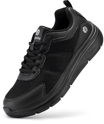 FitVille Chaussures de Marche Homme Pieds Larges Légères Chaussures Décontractées Respirantes Baskets Mode Sportives Noir 46 EU X-Large