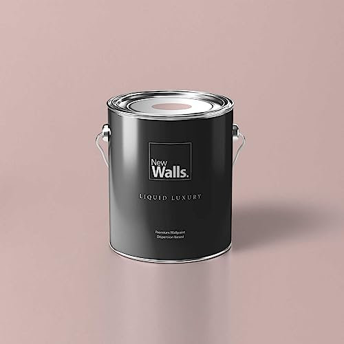 New Walls Premium Wandfarbe Rosa, Altrosa Liquid Luxury Dispersionsfarbe für Innenräume – 5 L