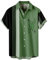 WILMOT Herren Hawaiihemd Kurzarm Sommerhemd Casual Flamingo Floral Strandhemd Bügelfrei Button Down Kurzarm Hawaii Shirt Faltenfrei Urlaub Shirt(Green,L)