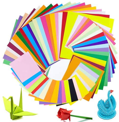 Nelxsene 400 Blatt Origami Papier 20 Farben Faltpapier 10x10&15x15&20x20cm Buntes Papier Doppelseitiges Farbiges Origami-Set für Gestalten und Basteln Weihnachten DIY Familie Bastelprojekte