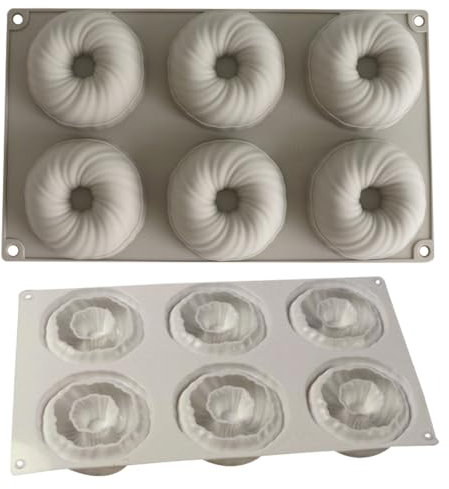 YEIUZPT Donut Silicone Mold, Non-Stick Donut Molds, 6 Cavity Non-Stick Safe Silicone Doughnut Baking Pan for Cake Biscuit Bagels Muffins, Heat Resistant Up to 230°