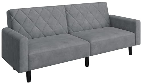 Yaheetech Divano Reclinabile Divanetto Trasformabile a 2 Posti Divano Richiudibile Sofa Matrimoniale con Braccioli Mobile Imbottito in Velluto per Soggiorno Ufficio Salotto