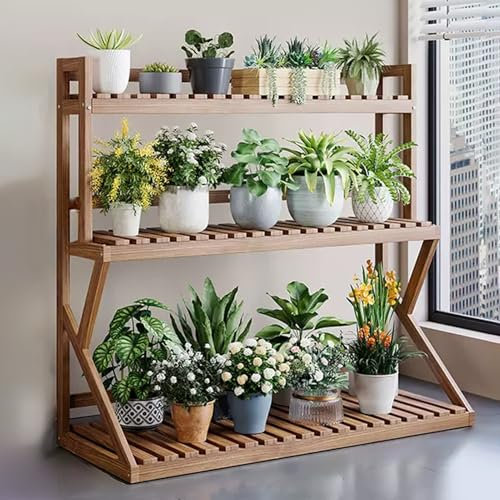 Support de rangement en bois à 3 niveaux pour plantes de style escalier pour plusieurs plantes, supports de fleurs d'angle pour terrasse, balcon, jardin