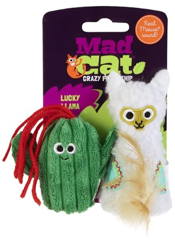 Mad Cat Lucky Llama Cat Toys with Catnip and Silvervine Blend, Pack of 2