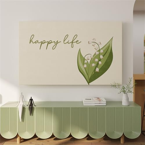 Hixingo TV Staubschutzhülle, Drucken TV Abdeckung Staubschutzhülle TV Abdeckung Schutzhülle Fernseher Fernsehabdeckung TV Schutzhülle Multifunktional Universal (80-85inch,Maiglöckchen)