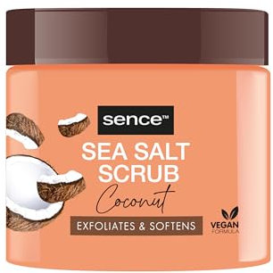Sence Body Scrub Coconut, scrub sale marino di cocco, vegano con tocco tropicale, olio di jojoba e vitamina E, olio di cocco, peeling cosmetico, Beauty Skincare, olio di cocco naturale per il corpo, 1