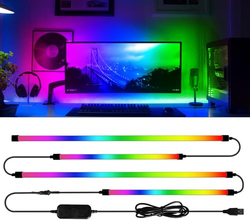 AURORIONCG Tira LED Monitor 27” RGBIC 4 Lados, Sincroniza Pantalla y Música