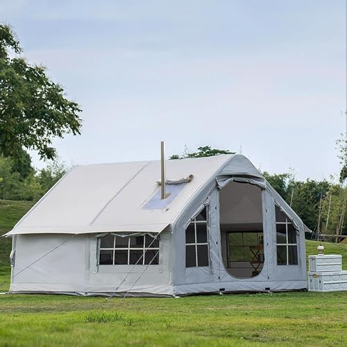Tenda gonfiabile per 4 stagioni, tenda pop-up con pompa e cric per stufa, grande tenda impermeabile per campeggio, 6 persone, famiglia, tende ad aria per 6-8 persone, gonfiabile, UPF50+