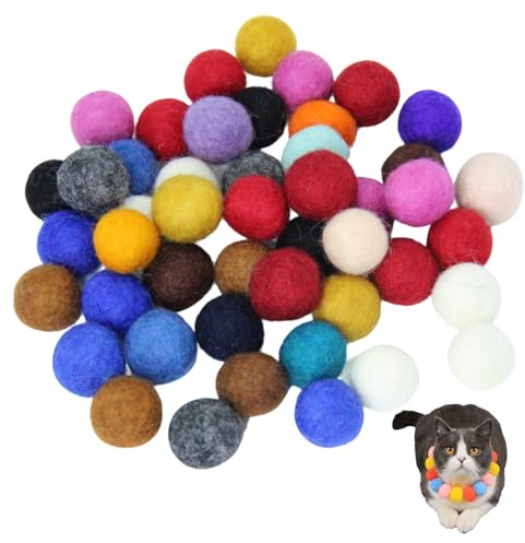 Set di 50 palline di feltro colorate da 20 mm, per artigianato creativo, feltro di lana naturale al 100% per decorazioni di vestiti, scrapbook e progetti fai da te