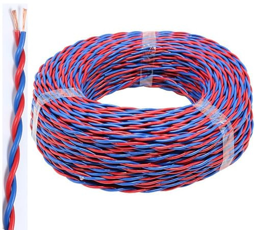 cable eléctrico de PVC, Cable de aluminio revestido cobre par trenzado ignífugo 2 núcleos 1-2,5 mm²(100ft,2C-2.5MM2)
