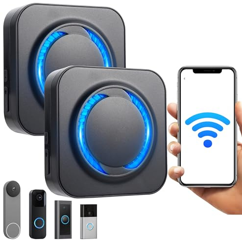MISDUOCOCO WiFi Doorbell Chime 2 Pack for Google Nest Ring Blink Video Doorbells(Black)