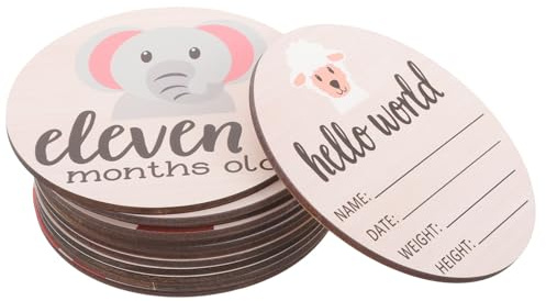 Kichvoe Cartes Étapes en Bois Rondes pour Bébé, Accessoires Photo pour Baby Shower, 1 Set de Plaques de Jalons Mensuels pour Nouvelle Mère