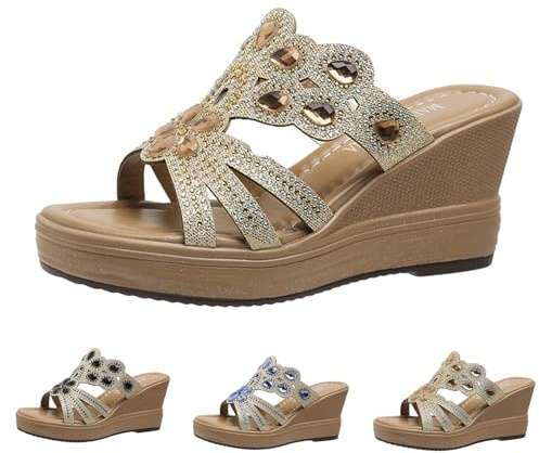 Sandalias Plataforma Mujer Tacón Alto Sexy, Claquette Mujer Cómodo Y Bonito, Zapato Flor Strass, Zapatillas De Verano Aéreas, Zapato Retro Elegante, Zapato Vacaciones Destensado