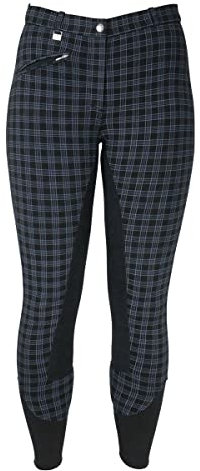 Y-H Hyperformance Harby Damen Reiten Reithosen 10301P - Marineblau Kariert, 24